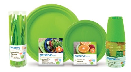 Picture of recycled plastic dinnerware in apple green.