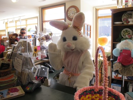 Easter Bunny at front desk